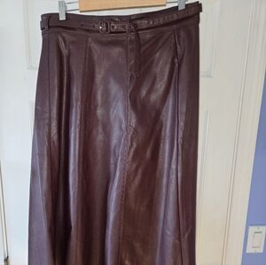 Ann Taylor Rich Wine A-Line Faux Leather Skirt
